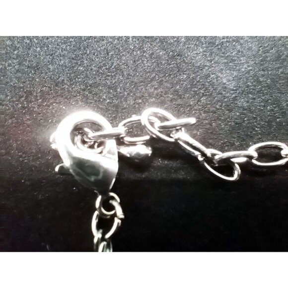 Floral & Butterfly Statement Necklace Rhinestone Accents Green Silver-Tone Metal - Picture 9 of 16